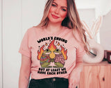 "World's Ending Frog Valentine" design on a peach unisex t-shirt