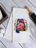 Alabama State Flower Camellia Tea Towel, Flour Sack Kitchen Dish Towel