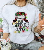 "You Serious Clark" design on an ash gray unisex crewneck sweatshirt