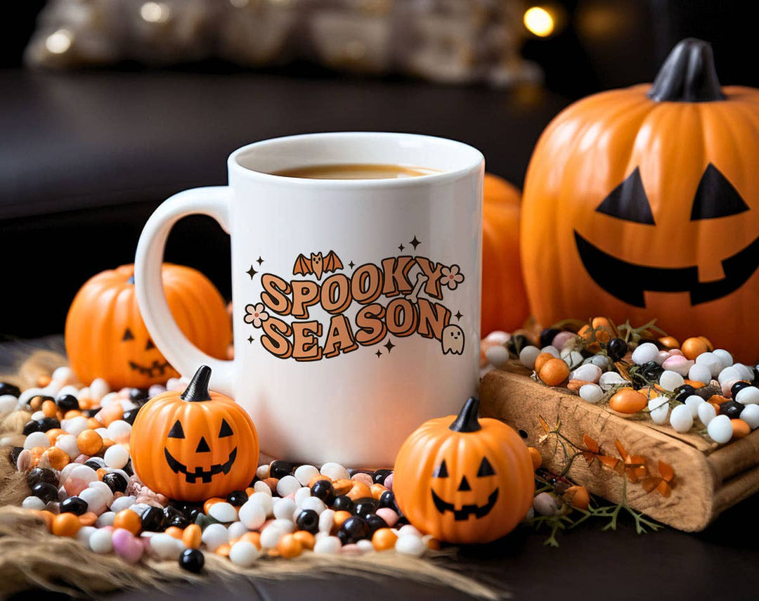 "Spooky Season" Halloween design on a white coffee mug