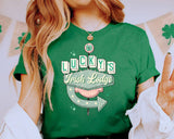 "Lucky's Irish Lodge Retro" design on a unisex t-shirt