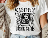 "Smutty Book Club" design on a white unisex t-shirt
