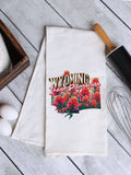 Wyoming State Flower Indian Paintbrush Tea Towel, Flour Sack Kitchen Dish Towel