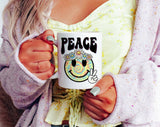 Peace Flower Happy Face Cute Hippie Coffee Mug