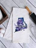 Rhode Island State Flower Violet Tea Towel, Flour Sack Kitchen Dish Towel