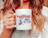 "4th of July" design on a white ceramic coffee mug