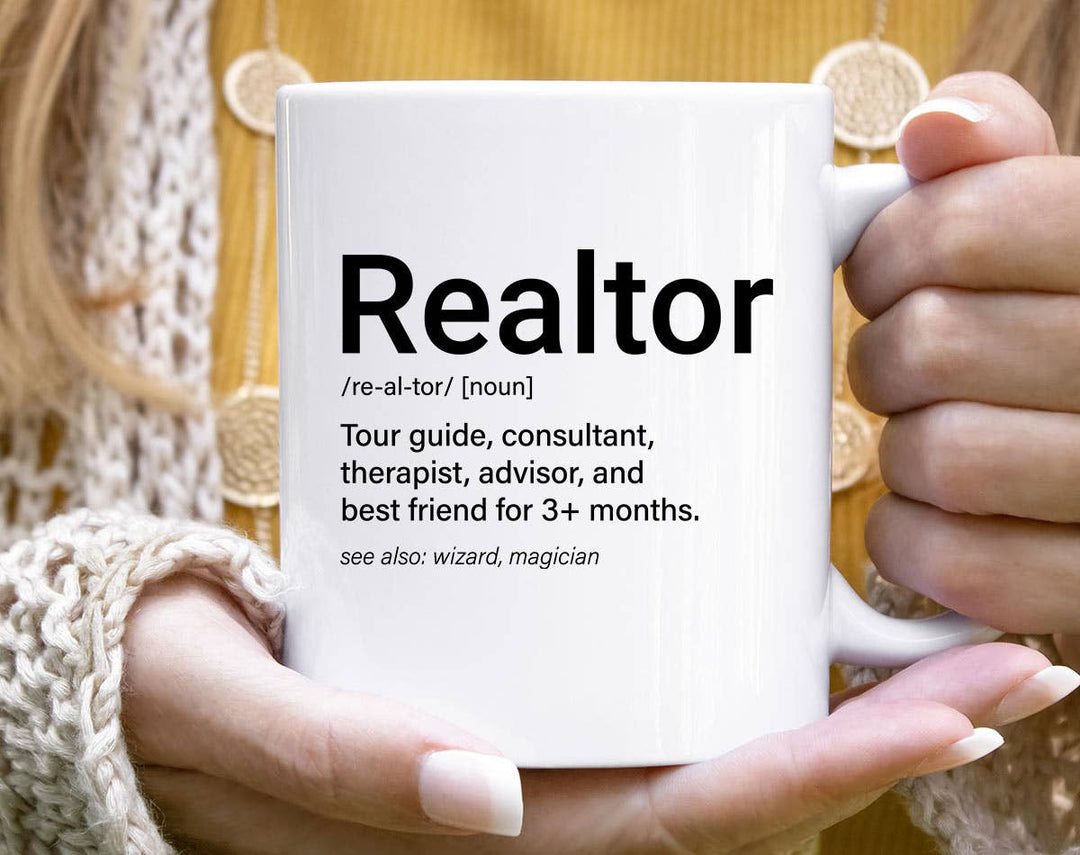 "Realtor Definition" design on a white ceramic coffee mug