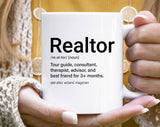 "Realtor Definition" design on a white ceramic coffee mug