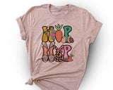 "Hip Hop Easter Bunny" design on a peach unisex t-shirt