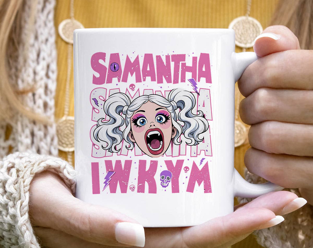 "Samantha Dungeon Crawler Carl Book Inspired" design on a white ceramic coffee mug