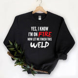 "Welder Metal Worker" design on a black unisex crewneck sweatshirt