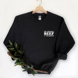 "The Beef Of Chicago" design on a black unisex crewneck sweatshirt