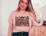 "Mama Western Boho" design on a peach unisex t-shirt