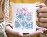 Salty Soul Beach Palm Tree Retro Coffee Mug