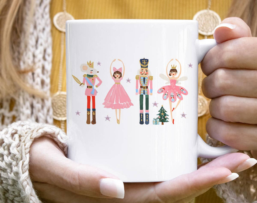 "Nutcracker Ballet" Christmas design on a white coffee mug
