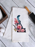Delaware State Flower Peach Blossom Tea Towel, Flour Sack Kitchen Dish Towel