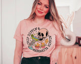 "Chippin' And Dippin' Margarita Sippin'" design on a peach unisex t-shirt
