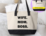 Wife Mom Boss Funny Mother's Day Tote Bag