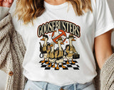 "Goosebusters Goose Ghost" design on a white unisex t-shirt