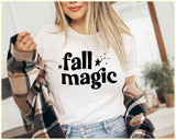 "Fall Magic Pumpkin" design on a white unisex t-shirt