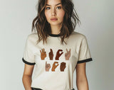 F*ck ICE Sign Language Ringer T-Shirt, Retro Contrast Trim Tee