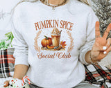 Pumpkin Spice Social Club Halloween Sweatshirt, Unisex Crewneck