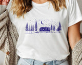 "Camping Life Under The Stars" design on a white unisex t-shirt