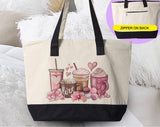 Valentine Coffee Love Hearts Valentine's Day Tote Bag