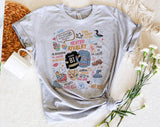 "Heated Rivalry Collage" design on a heather gray unisex t-shirt