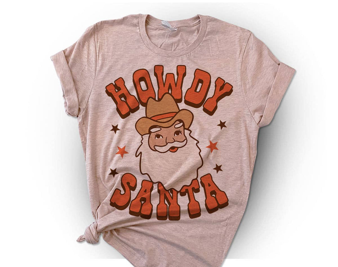 "Howdy Santa" design on a white unisex t-shirt