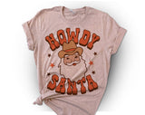 "Howdy Santa" design on a white unisex t-shirt