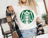 "Jason Bucks Coffee" design on a white unisex t-shirt
