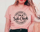 "I'm A Side Chick Turkey" design on a peach unisex t-shirt