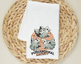 Purranormal Cativity Cat Ghost Halloween Tea Towel, Flour Sack Kitchen Dish Towel
