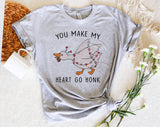 "You Make My Heart Go Honk" design on a unisex t-shirt