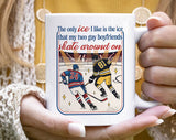 "The Only Ice I Like Heated Rivalry Inspired" design on a white ceramic coffee mug