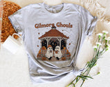 "Gilmore Ghouls" design on a heather gray unisex t-shirt
