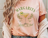 "Margarita Social Club" design on a peach unisex t-shirt