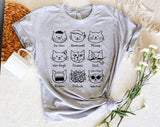 "Artistic Cat Painters Warhol Da Vinci Dali" design on a heather gray unisex t-shirt
