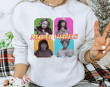 "Mom Vibes 90's" design on an ash gray unisex crewneck sweatshirt