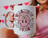 Valentine Vibes Smiley Peace Valentine's Day Coffee Mug