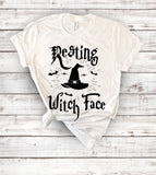 "Resting Witch Face" design on a unisex t-shirt