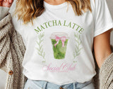 "Matcha Latte Social Club" design on a white unisex t-shirt