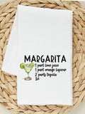 Margarita Cocktail Recipe Tea Towel, Flour Sack Kitchen Dish Towel