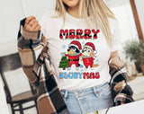 "Family Christmas Bingo Dog" design on a white unisex t-shirt
