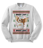 "Bright Light Christmas" design on an ash gray unisex crewneck sweatshirt