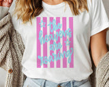 "The Heavens Are Roaring Striped" design on a white unisex t-shirt