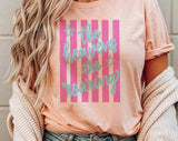"The Heavens Are Roaring Striped" design on a unisex t-shirt