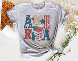 "Statue Of Liberty America" design on a heather gray unisex t-shirt