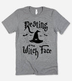 "Resting Witch Face" design on a unisex t-shirt